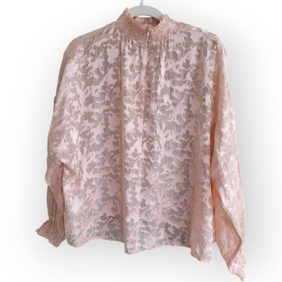 Ladaire Viscose Blend Blouse in Blush & Silver size S - Picture 6 of 11